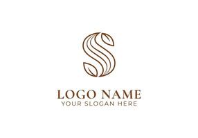 logo line letter S with leaf. Logo type, nature, initial. Editable file vector