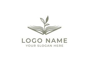 Logo Open book with sprout plant in the middle. Logo floral, Minimalist, Botanical. Editable file vector