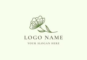 logo line handrawn flower branch. Editable file vector