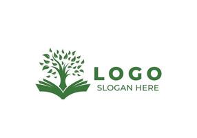 Logo Open book with Tree plant in the middle. Logo Nature, Minimalist, Botanical. Editable file vector