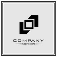 abstract logo design, black and white geometric technology icon vector