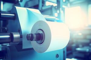 Large offset printing press or magazine running. Neural network photo