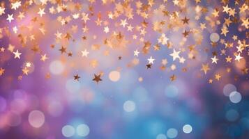Festive Christmas background. Elegant abstract background with bokeh defocused lights and stars. Neural network photo