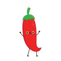 Chili character design. Chili on white background. Red Chili cartoon. vector