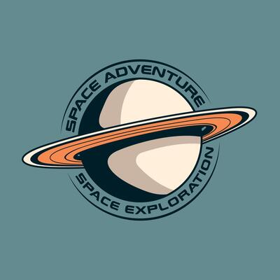 Space Galaxy universe outer space planet Vintage Retro Badge logo