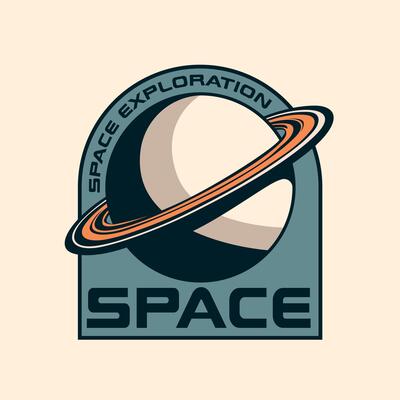 Space Galaxy universe outer space planet Vintage Retro Badge logo