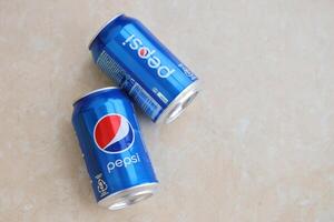 KYIV, UKRAINE - 4 MAY, 2023 Pepsi Classic in small can produced by PepsiCo Inc photo