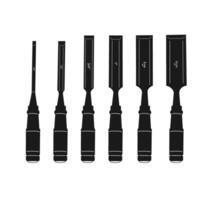 Set of 6 wood chisels with Wood handles vector