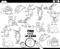 one of a kind game with cartoon rabbits coloring page vector