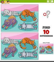 differences activity with sleepy cartoon cats group vector