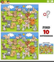 differences activity with cartoon dogs and cats and mice vector