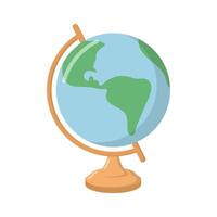 School world globe with stand. Continents and ocean model sphere. Education and travel element. Isolated on white background vector