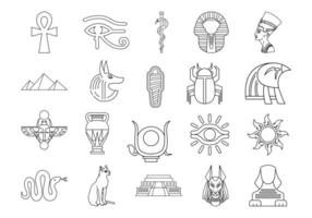 Egyptian Line Icon Element Set vector