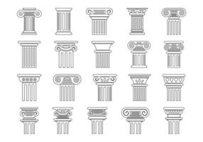 Ancient Columns Statue Element Set vector