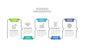 5 processes that drive your business forward to success. Infographic line zigzag design template. Business presentation, Report and Planning. vector