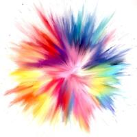 hand painted rainbow coloured exploding design vector