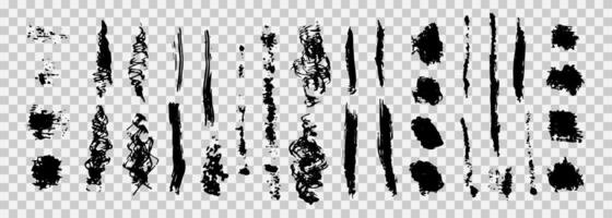 Set of various grungy brushes and strokes, hand drawn with paint, chalk, charcoal. Grunge brushes, dirty textures and strokes with jagged edges. vector