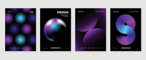 Abstract gradient poster background set. Minimalist style cover template with vibrant perspective 3d geometric prism shapes collection. Ideal design for social media, cover, banner, flyer. vector