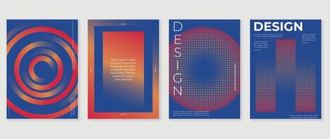 Abstract gradient poster background set. Minimalist style cover template with vibrant perspective 3d geometric prism shapes collection. Ideal design for social media, cover, banner, flyer. vector