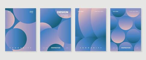 Abstract gradient poster background set. Minimalist style cover template with vibrant perspective 3d geometric prism shapes collection. Ideal design for social media, cover, banner, flyer. vector