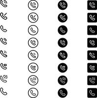 A set of black and white phone icons with some different style vector