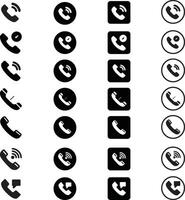 A set of black and white phone icons with some different style vector