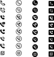 A set of black and white phone icons with some different style vector