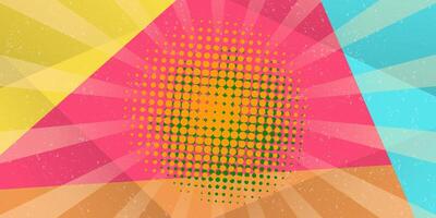Halftone Pop Art Style Starburst Pattern Cartoon Background Vintage tone light effect. illustration wow gradient design banner vector