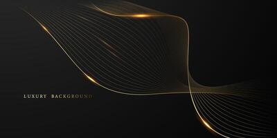 Abstract modern design black background with luxury golden elements illustration. vector