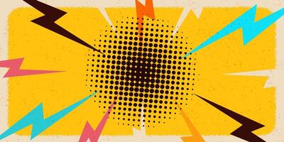 Halftone Pop Art Style Starburst Pattern Cartoon Background Vintage tone light effect. illustration wow gradient design banner vector