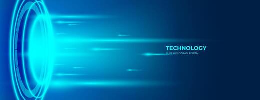 blue hologram portal background. Abstract high tech futuristic technology design vector