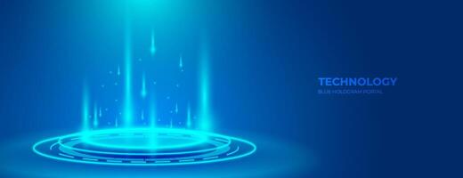 abstract blue hologram portal background. high tech futuristic technology design vector