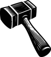 Mallet , isolated on white background. silhouette of mallet and other tools. vector