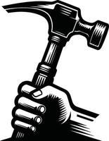 Hammer, isolated on white background. silhouette of hammer and other tools. vector