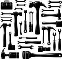 Mallet , isolated on white background. silhouette of mallet and other tools. vector