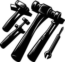 Mallet , isolated on white background. silhouette of mallet and other tools. vector
