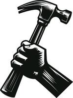 Hammer, isolated on white background. silhouette of hammer and other tools. vector