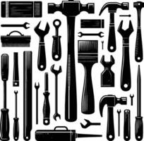 Mallet , isolated on white background. silhouette of mallet and other tools. vector