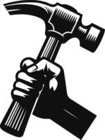 Hammer, isolated on white background. silhouette of hammer and other tools. vector