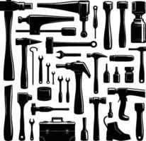 Mallet , isolated on white background. silhouette of mallet and other tools. vector