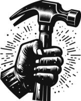 Hammer, isolated on white background. silhouette of hammer and other tools. vector