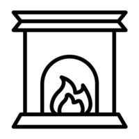 Fireplace Line Icon Design vector