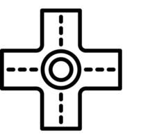Four Way Intersection Line Icon design vector