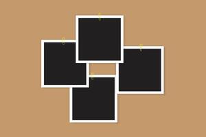 Minimalist shadow overlay photo frame mockup vector