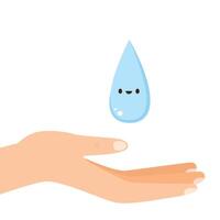 Water drop character. Cute smiling happy water drop. Isolated on white background. vector