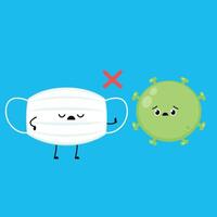 Protective mask character design. Face mask and Virus cartoon . background. Face mask character. vector