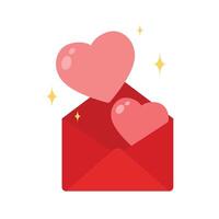 Love letter. White card with red paper envelope mockup . free space for text. copy space. Valentine's card . vector