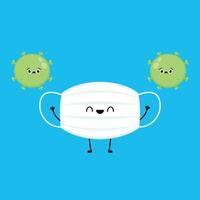 Protective mask character design. Face mask and Virus cartoon . background. Face mask character. vector
