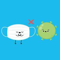 Protective mask character design. Face mask and Virus cartoon . background. Face mask character. vector