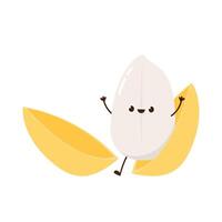 Paddy character design. rice on white background. rice seed. vector